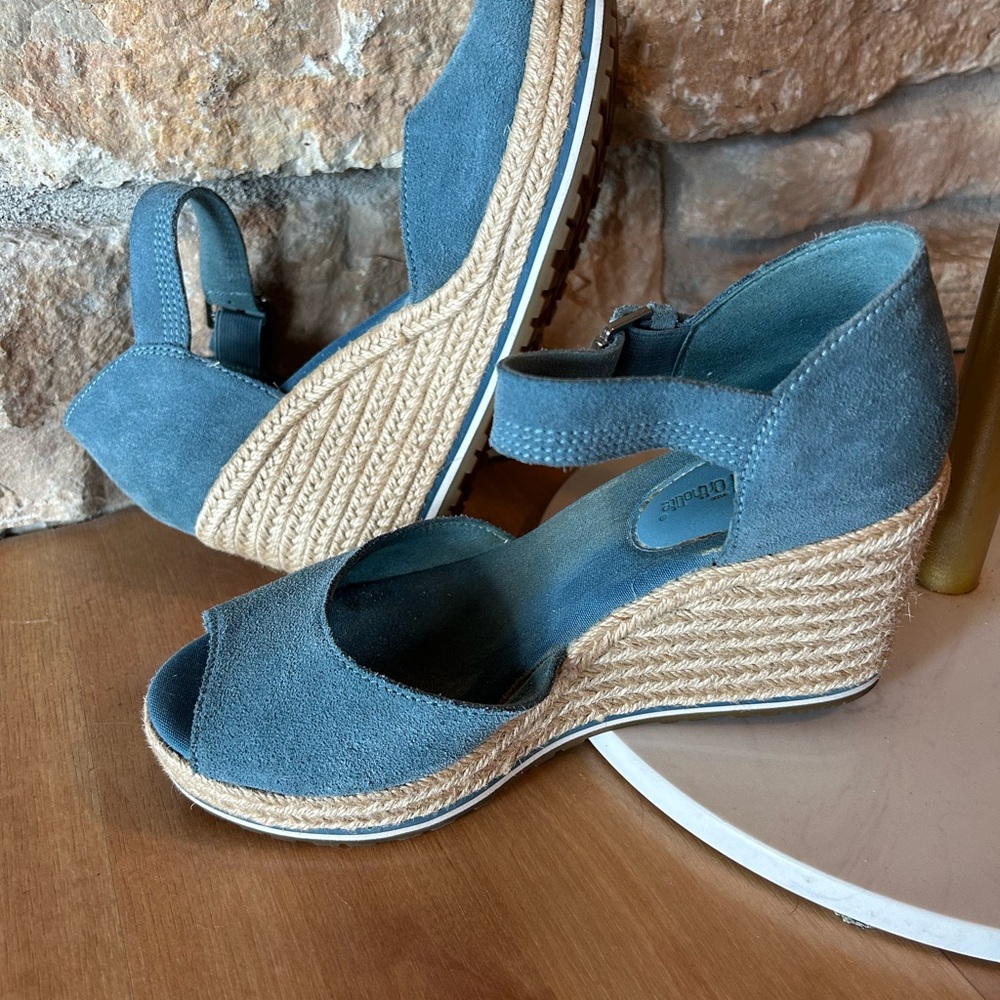 Timberland Blue Suede Wedge Sandals 7.5